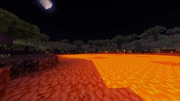 Lava Pool in Night with Glacier Shaders